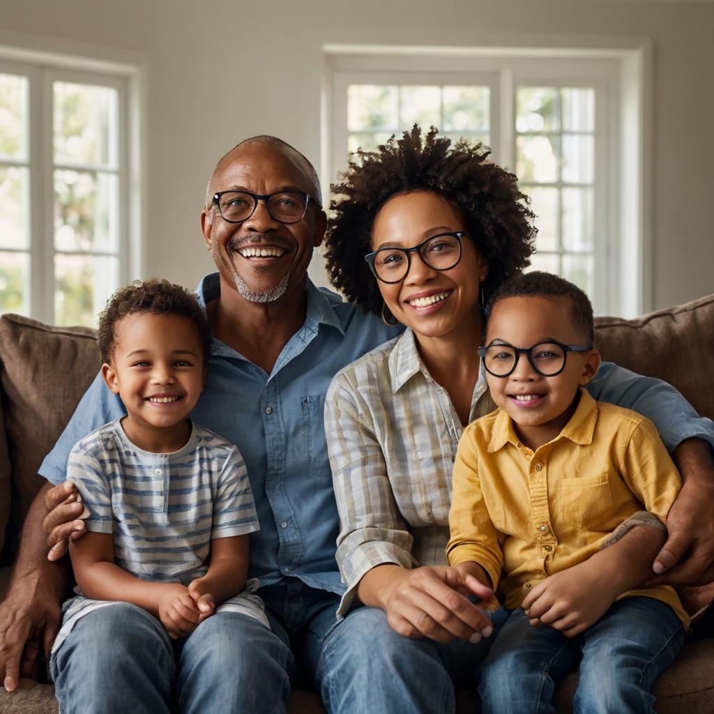 south african family all smiling with their spectacles