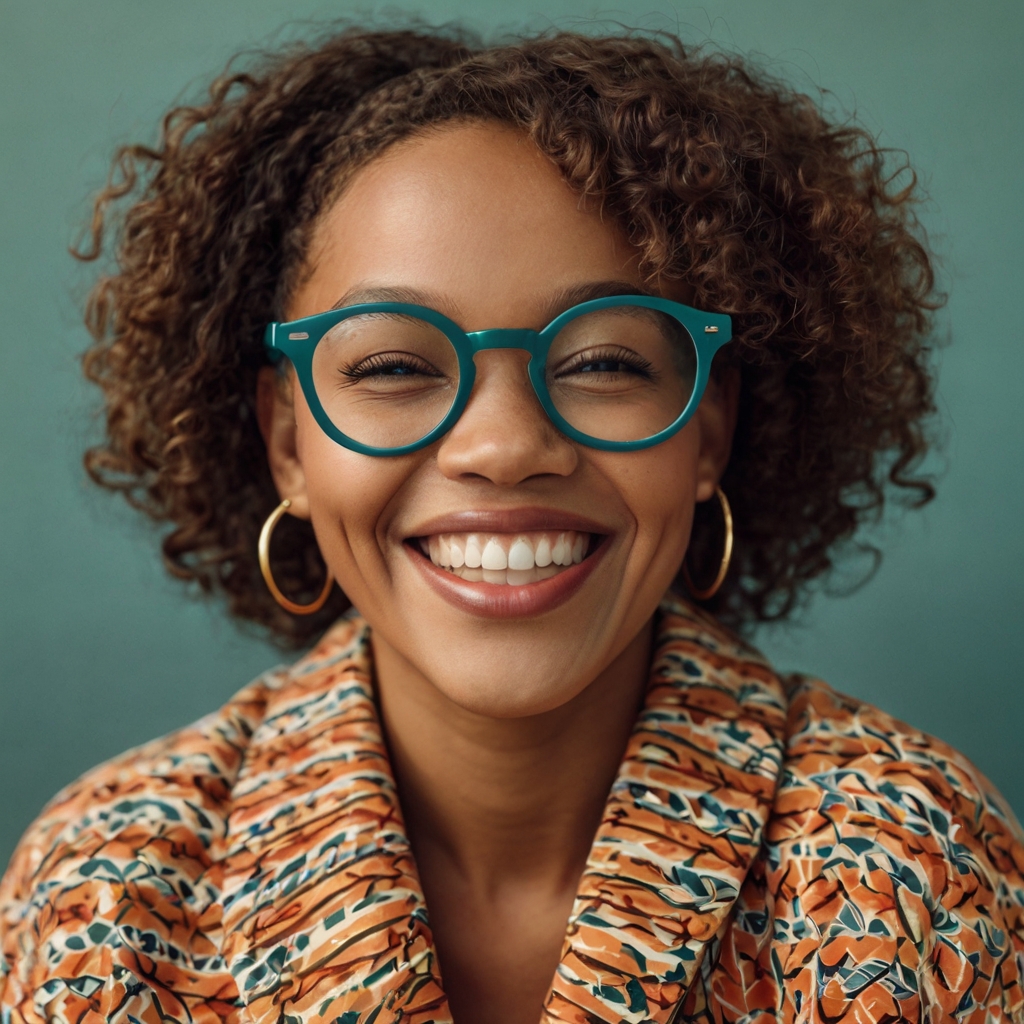 image of woman wearing glasses and smiling